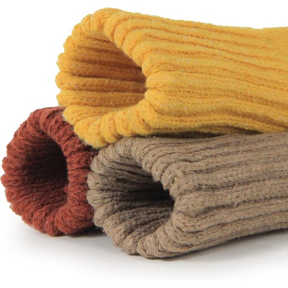 BenSorts Women 3 Packs Brown Yellow Red Winter Thick Warm Polyester Boots Socks - Picture 3 of 6